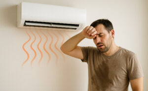 AC blowing hot air.
